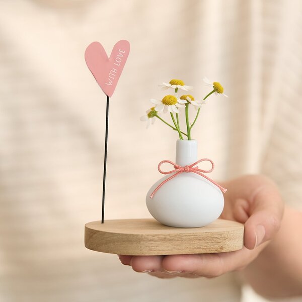 Porcelánová vázička s podtáckem With Love