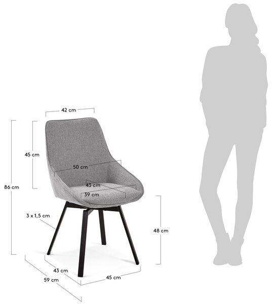 Světle šedá otočná jídelní židle Kave Home Jenna