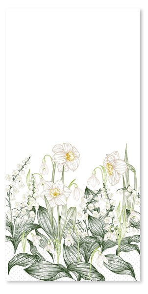 Papírové ubrousky Flowers White – 16 ks