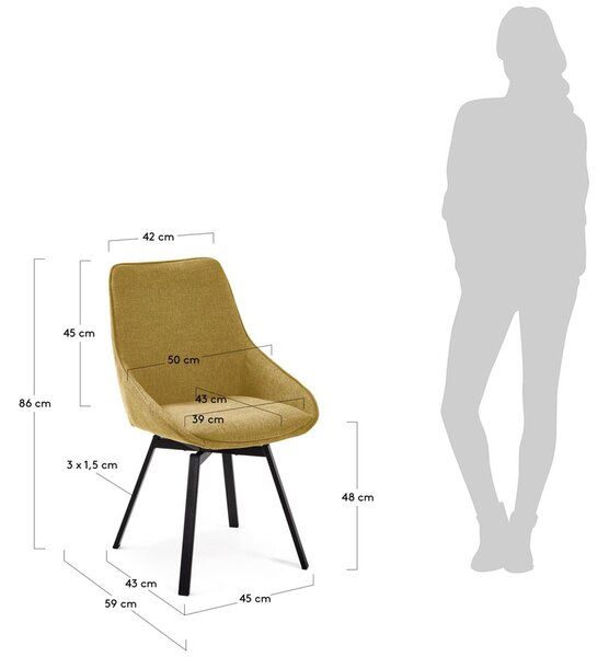 Hořčicově žlutá otočná jídelní židle Kave Home Jenna