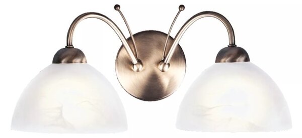 Searchlight 1132-2AB Nástěnná dvojramenná lampa MILANESE patina, alabastrové sklo