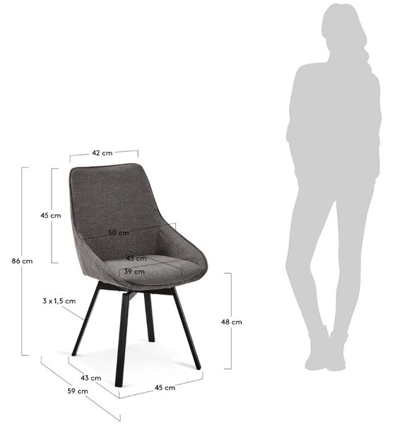 Tmavě šedá otočná jídelní židle Kave Home Jenna