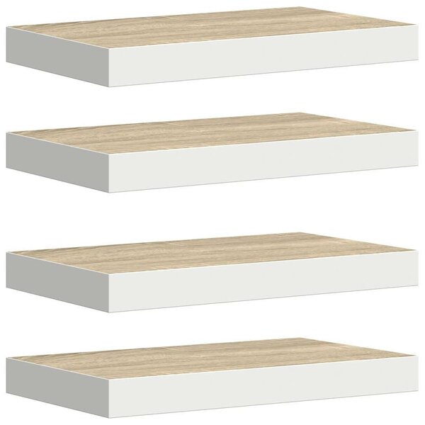 Plovoucí nástěnné police 4 ks dub a bílé 40 x 23,5 x 3,8 cm MDF 326572