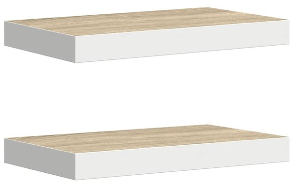 Plovoucí nástěnné police 2 ks dub a bílé 40 x 23,5 x 3,8 cm MDF 326571