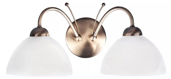 Searchlight 1132-2AB Nástěnná dvojramenná lampa MILANESE patina, alabastrové sklo