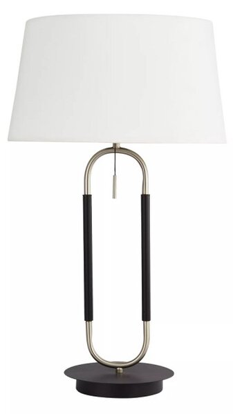 Searchlight EU41431SS Velká stolní lampa JAZZ satin & BÍLÉ SAMETOVÉ stínidlo