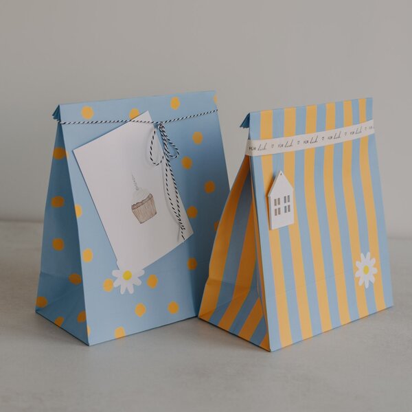 Papírový sáček Stripes and Dots 27 × 21 cm – set 6 ks
