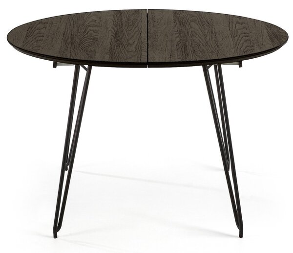 Černý jasanový rozkládací stůl Kave Home Milian 120-200x120 cm