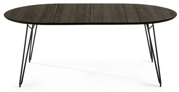 Černý jasanový rozkládací stůl Kave Home Milian 120-200x120 cm