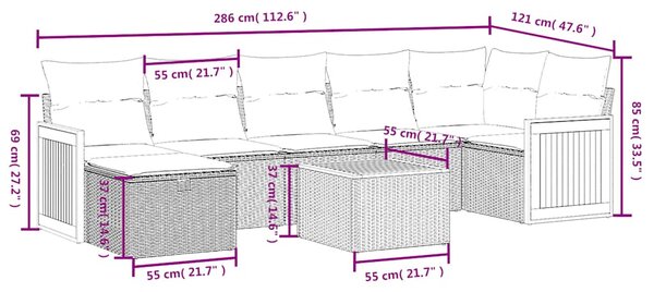 8dílná zahradní sedací souprava s poduškami černá polyratan 3265752