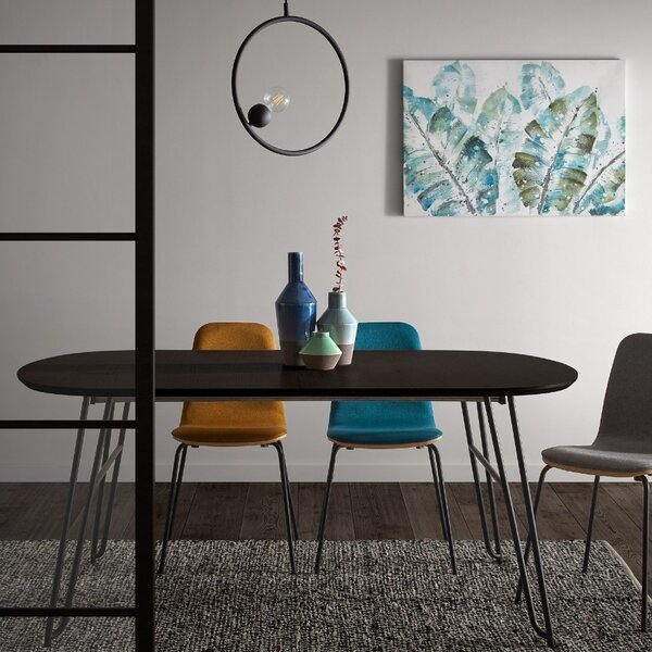 Černý jasanový rozkládací stůl Kave Home Milian 140-220x90 cm