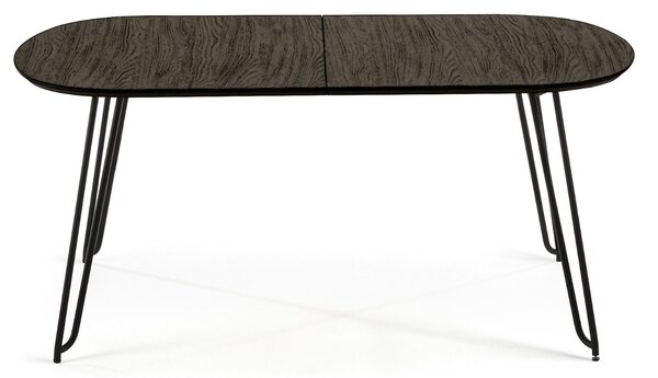 Černý jasanový rozkládací stůl Kave Home Milian 140-220x90 cm