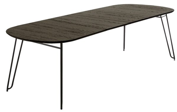 Černý jasanový rozkládací stůl Kave Home Milian 140-220x90 cm