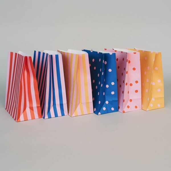 Papírový sáček Dots and Stripes 27 × 21 cm – set 6 ks