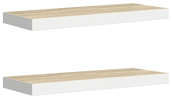 Plovoucí nástěnné police 2 ks dub a bílé 60 x 23,5 x 3,8 cm MDF 326577
