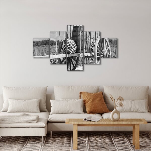 Obraz - Přívěsný vozík, černobílá (125x70 cm)