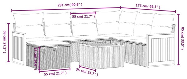 8dílná zahradní sedací souprava s poduškami černá polyratan 3265767