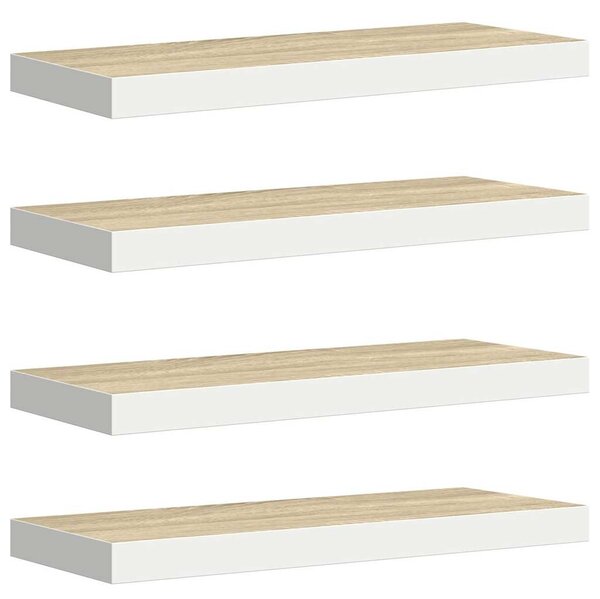 Plovoucí nástěnné police 4 ks dub a bílé 60 x 23,5 x 3,8 cm MDF 326578