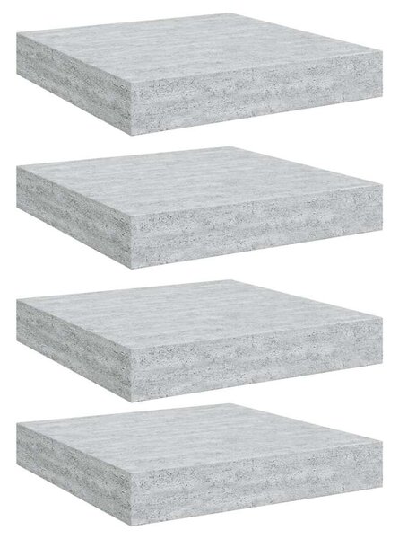 Plovoucí nástěnné police 4 ks betonově šedé 23x23,5x3,8 cm MDF 326590