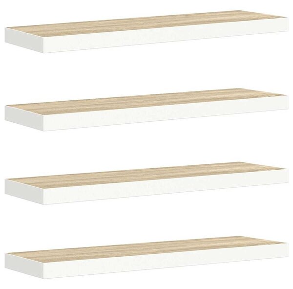 Plovoucí nástěnné police 4 ks dub a bílé 80 x 23,5 x 3,8 cm MDF 326581