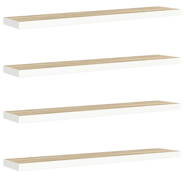 Plovoucí nástěnné police 4 ks dub a bílé 120x23,5x3,8 cm MDF 326587