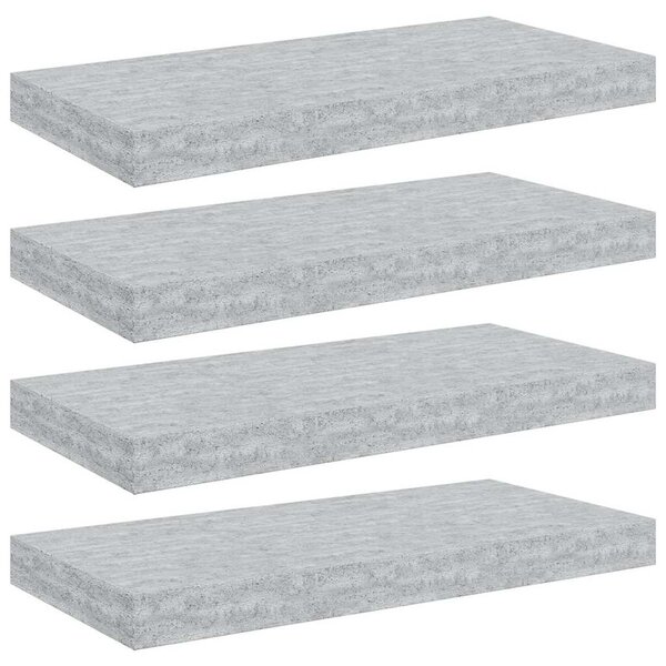 Plovoucí nástěnné police 4 ks betonově šedé 50x23,5x3,8 cm MDF 326596