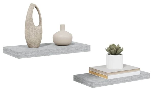 Plovoucí nástěnné police 2 ks betonově šedé 50x23,5x3,8 cm MDF 326595