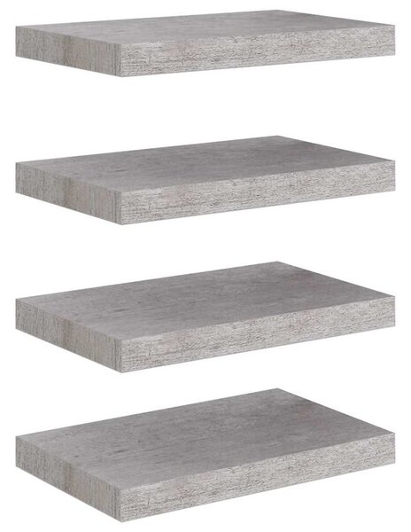 Plovoucí nástěnné police 4 ks betonově šedé 40x23,5x3,8 cm MDF 326593