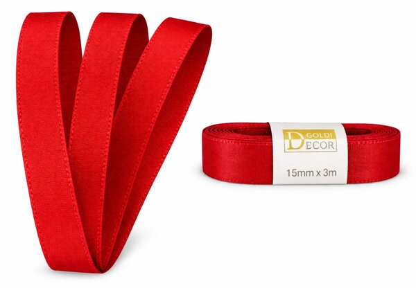 Stuha taftová CLASSIC RED červená 15mm x 3m (5,-Kč/m)