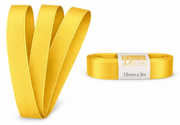 Stuha taftová GOLDEN YELLOW zlatožlutá 15mm x 3m (5,-Kč/m)