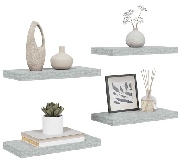 Plovoucí nástěnné police 4 ks betonově šedé 50x23,5x3,8 cm MDF 326596
