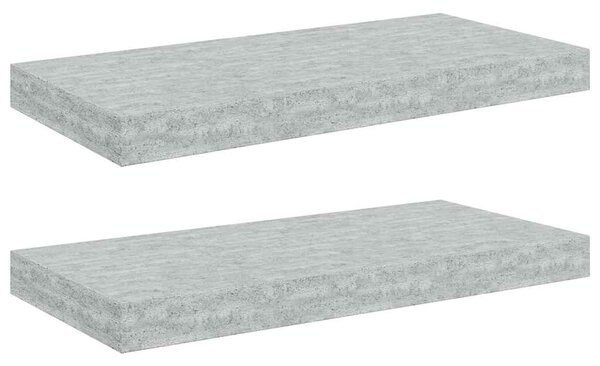 Plovoucí nástěnné police 2 ks betonově šedé 50x23,5x3,8 cm MDF 326595