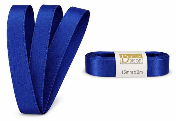 Stuha taftová DARK BLUE tmavě modrá 15mm x 3m (5,-Kč/m)
