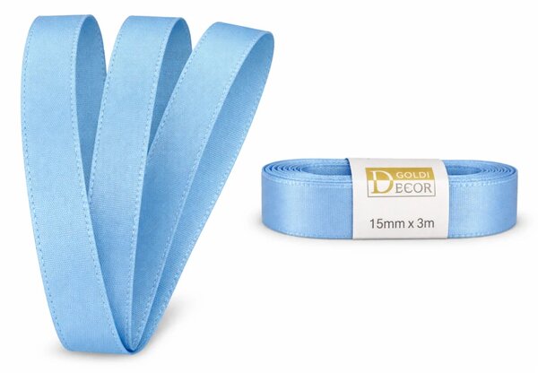 Stuha taftová LIGHT BLUE CLASSIC světle modrá 15mm x 3m (5,-Kč/m)