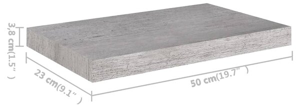 Plovoucí nástěnná police betonově šedá 50 x 23,5 x 3,8 cm MDF 326594
