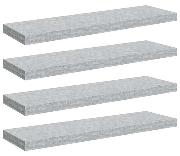 Plovoucí nástěnné police 4 ks betonově šedé 80x23,5x3,8 cm MDF 326602