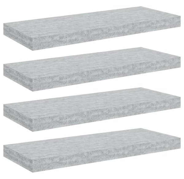 Plovoucí nástěnné police 4 ks betonově šedé 60x23,5x3,8 cm MDF 326599