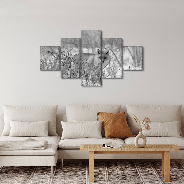 Obraz - Lišák, černobílá (125x70 cm)