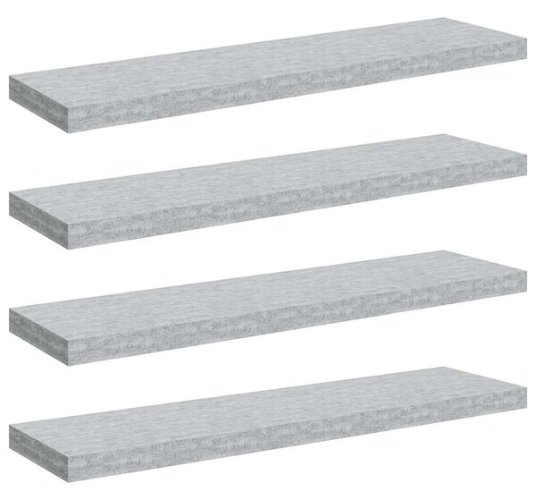 Plovoucí nástěnné police 4 ks betonově šedé 90x23,5x3,8 cm MDF 326605