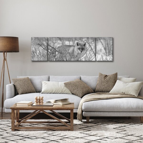 Obraz - Lišák, černobílá (170x50 cm)