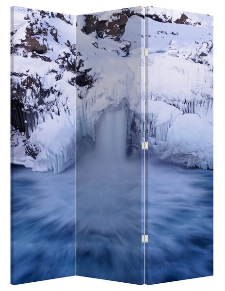 Paraván - Vodopád v zimě (126x170 cm)