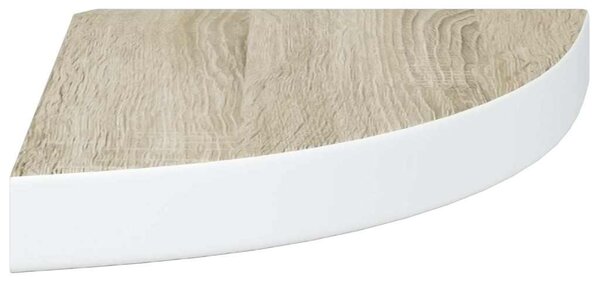 Nástěnná rohová police dub a bílá 25 x 25 x 3,8 cm MDF 326630