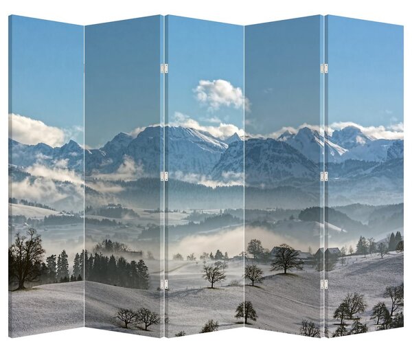 Paraván - Zasněžené hory (210x170 cm)