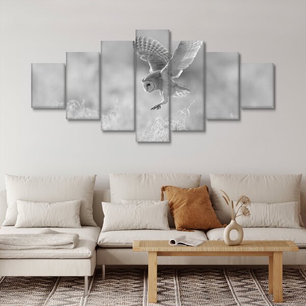 Obraz - Sova, černobílá (210x100 cm)