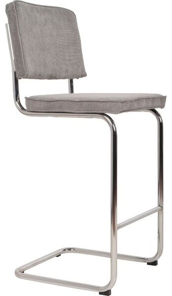 Světle šedá manšestrová barová židle ZUIVER RIDGE RIB 75 cm