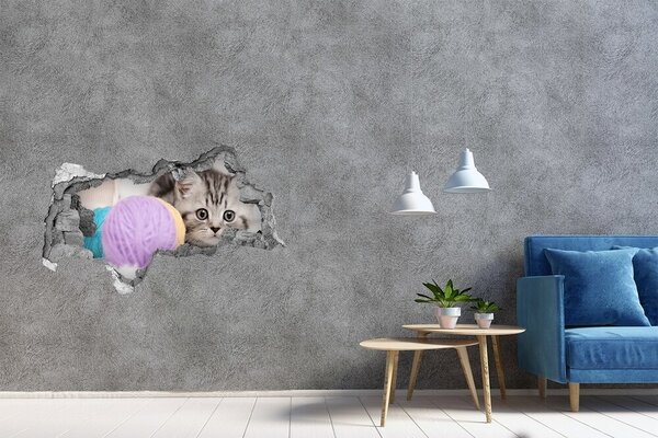 Díra 3D fototapeta nálepka Kočka nd-b-58337219