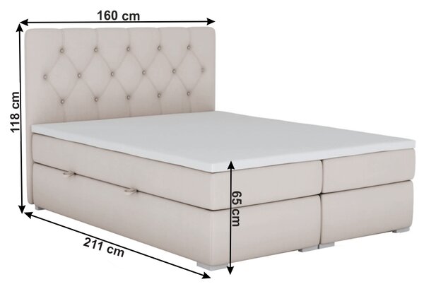 KONDELA Postel boxspring, béžová, 160x200, ESHLY