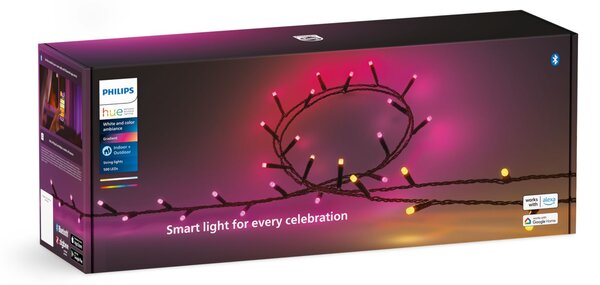 Hue FESTAVIA světelný řetěz 28W 2000-6500K RGB 40m IP54, černý