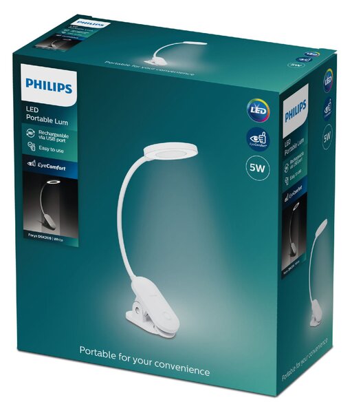 Forys stolní lampička s klipem LED 5W 200lm 4000K 36cm IP20, bílá