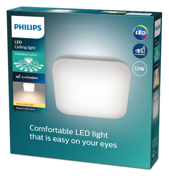 Mauve CL270 přisazené svítidlo LED 12W 1200lm 2700K 26cm hranaté IP20, bílé